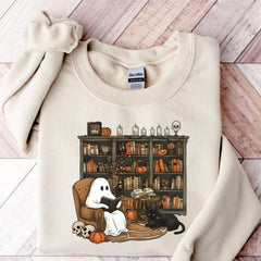 Retro Ghost Reading Books Sweatshirt