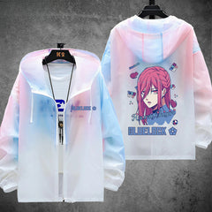 Unisex Anime Print Zipper Sunscreen Thin Jacket