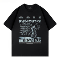 Creative Schrödinger's Cat Print Short-sleeved Cotton T-shirt