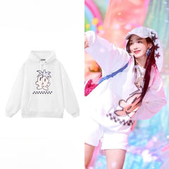 Minji Same Graphic Pullover Hoodie Top