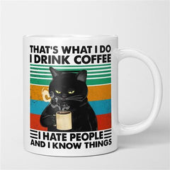Cat Drink Coffee Ceramic Mug