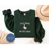 Embroidered Silly Goose Crewneck Sweatshirt