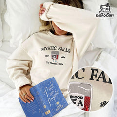 Mystic Falls Inspired Embroidered Sweatshirt