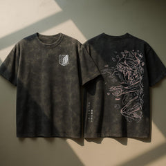 Unisex Anime Graffiti Cotton Washed T-Shirt