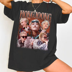 Vintage Hongjoong Graphic Print T-Shirt