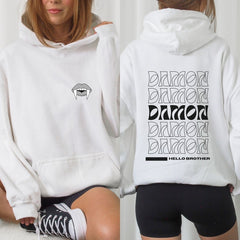 Damon Salvatore Letter Print Hoodie