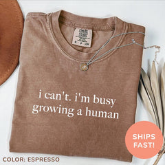 I Can't I'm Busy Growing A Human Washed T-Shirt