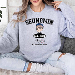 Cute KPOP Member Cartoon Printed Sweatshirt