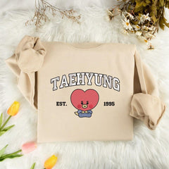 Kpop Letter Embroidered Crewneck Sweatshirt