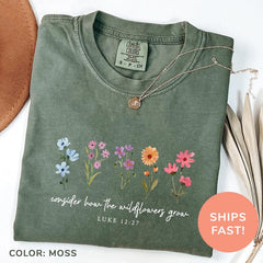 Consider How The Wildflowers Grow Washed T-Shirt