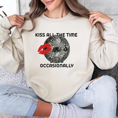 Kiss All The Time Disco Occasionally Graphic Sweatshirt Top