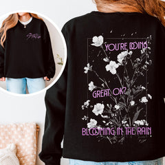 SKZ Floral Graphic Print Crewneck Sweatshirt