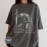 Tummy Hurts Knight Graphic Cotton Washed T-Shirt
