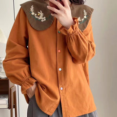 Japanese Mori Women's Lapel Rabbit Loose Shirt