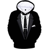 Creative 3D Boss Suit Collar Printed Hoodie