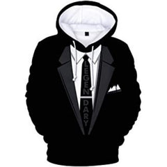Creative 3D Boss Suit Collar Printed Hoodie
