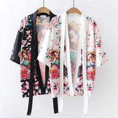 Japanese Style Women Loose Floral Print Kimono