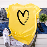 Women's Heart Printed Cotton Short sleeved T-shirt