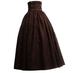 Retro Renaissance Solid Color High-waisted Pleated Swing Skirt