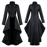 Women's Medieval Dress Flip Collar Irregular Long Jacket