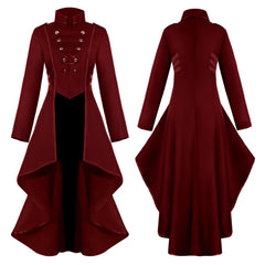 Women's Medieval Dress Flip Collar Irregular Long Jacket