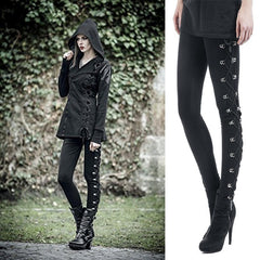 Gothic Punk Style Lace-up Leggings High Waist Pants