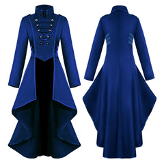 Medieval Women's Flip Collar Irregular Long Tuxedo