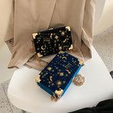 Starry Sky Golden Velvet Women's Small Square Bag