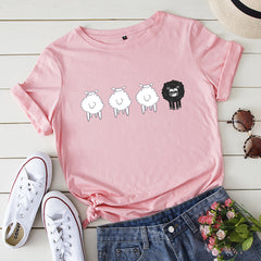 Women's Loose Creative Sheep Short Sleeved T-shirt