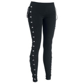 Gothic Punk Style Lace-up Leggings High Waist Pants