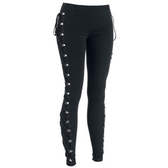 Gothic Punk Style Lace-up Leggings High Waist Pants