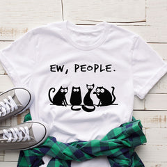 Women's Cat Ew People Loose Short Sleeved T-shirt