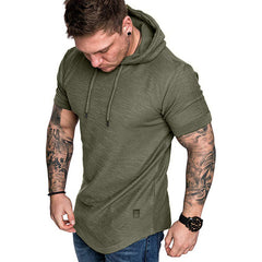 Men's Fitness Short Sleeve Hooded T-shirt