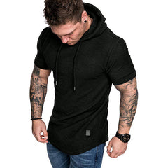 Men's Fitness Short Sleeve Hooded T-shirt