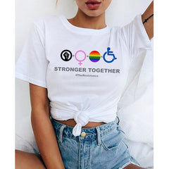 Stylish Women's Rainbow Printed White T-shirt