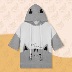 Unisex Japanese Style Cute Cat Hooded T-shirt