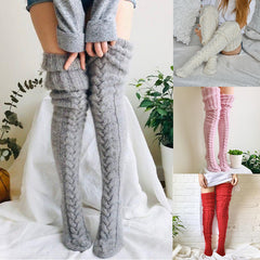 Women's Mohair Extended Knitted Yarn Stockings