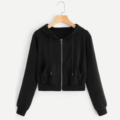 Women's Slim Fit Zip Up Cropped Hoodie