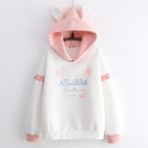 Cute Cartoon Rabbit Ears Print Pullover Hoodie