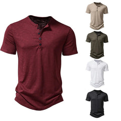 Casual Men's Henry Neck Short Sleeve T-shirt