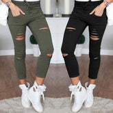 Women's Summer Ripped Slim Pencil Pants Leggings