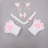 Cute Plush Cat Paw Bow Tie Ears Tail Cosplay Headband Set