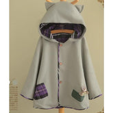 Japanese Style Sweet Cat Ears Hooded Woolen Cape