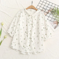 Cartoon Rabbit Print All Over Graffiti Loose Shirt