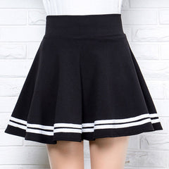 High-waisted Preppy Style Puffy Pleated A-line Skirt