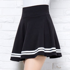 High-waisted Preppy Style Puffy Pleated A-line Skirt