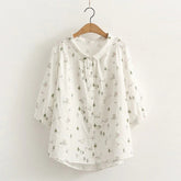 Cartoon Rabbit Print All Over Graffiti Loose Shirt