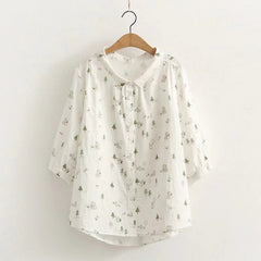 Cartoon Rabbit Print All Over Graffiti Loose Shirt