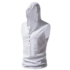 Men's Hollow Out Basic Sleeveless Hooded T-shirt Vest