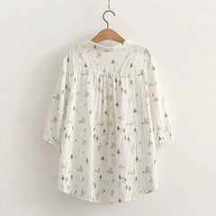 Cartoon Rabbit Print All Over Graffiti Loose Shirt